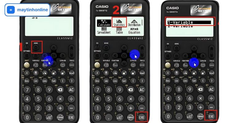 kí hiệu phương sai trong casio 880