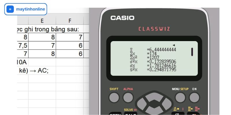 phương sai trên casio 580